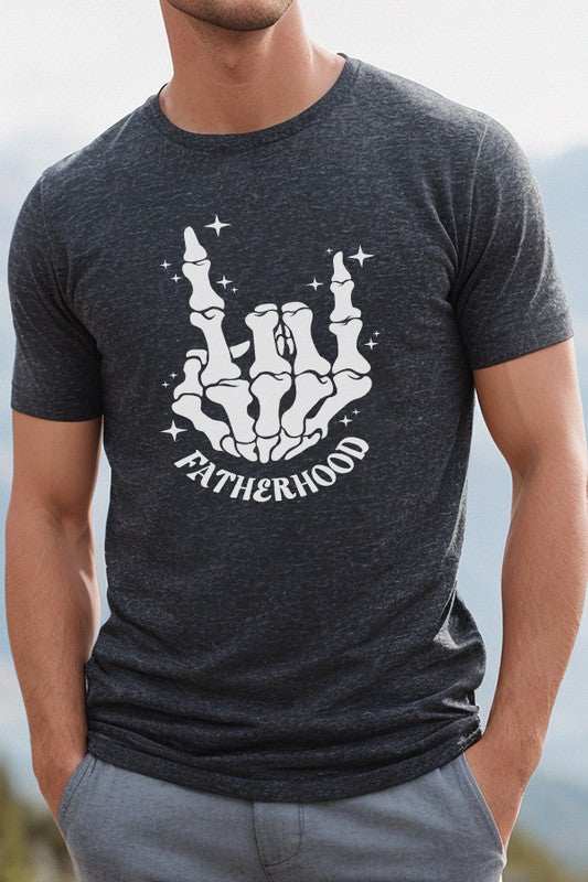 Men Shirts - Father's Day Gift Fatherhood Skeleton Hand Tee - Men Shirts | MENLL